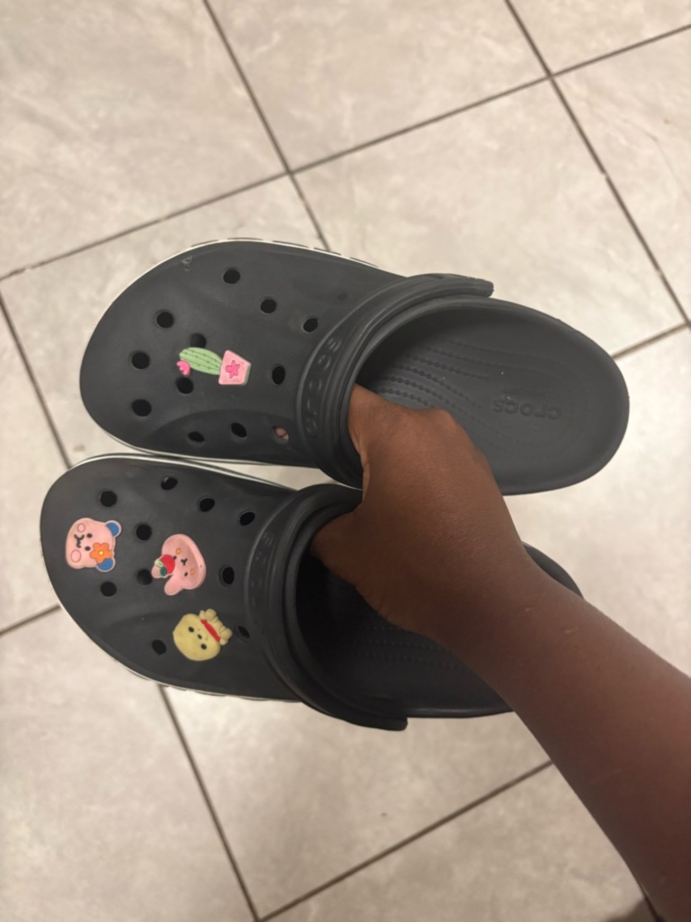 CROCS Kids Black Slip-On Clogs with Colorful Charms